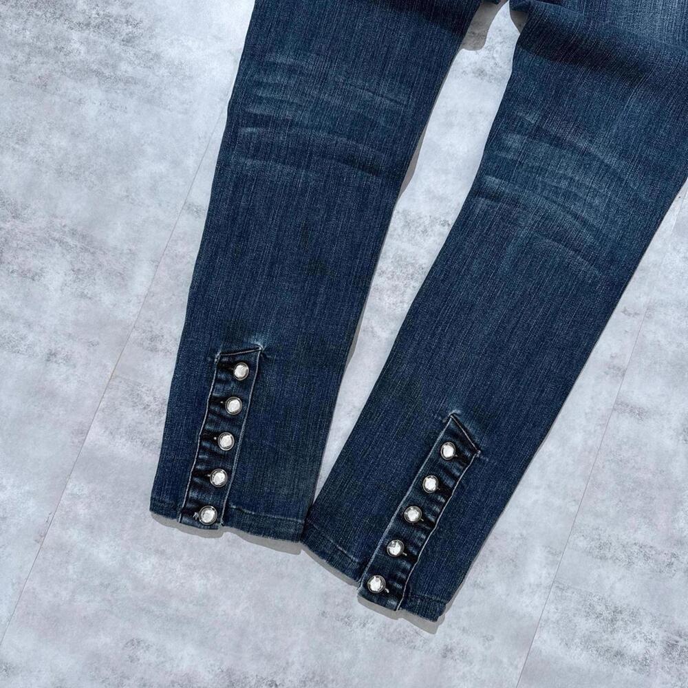 Y2K LA Idol Bluee Leopard Print 00s Denim Jeans - Picture 5 of 8